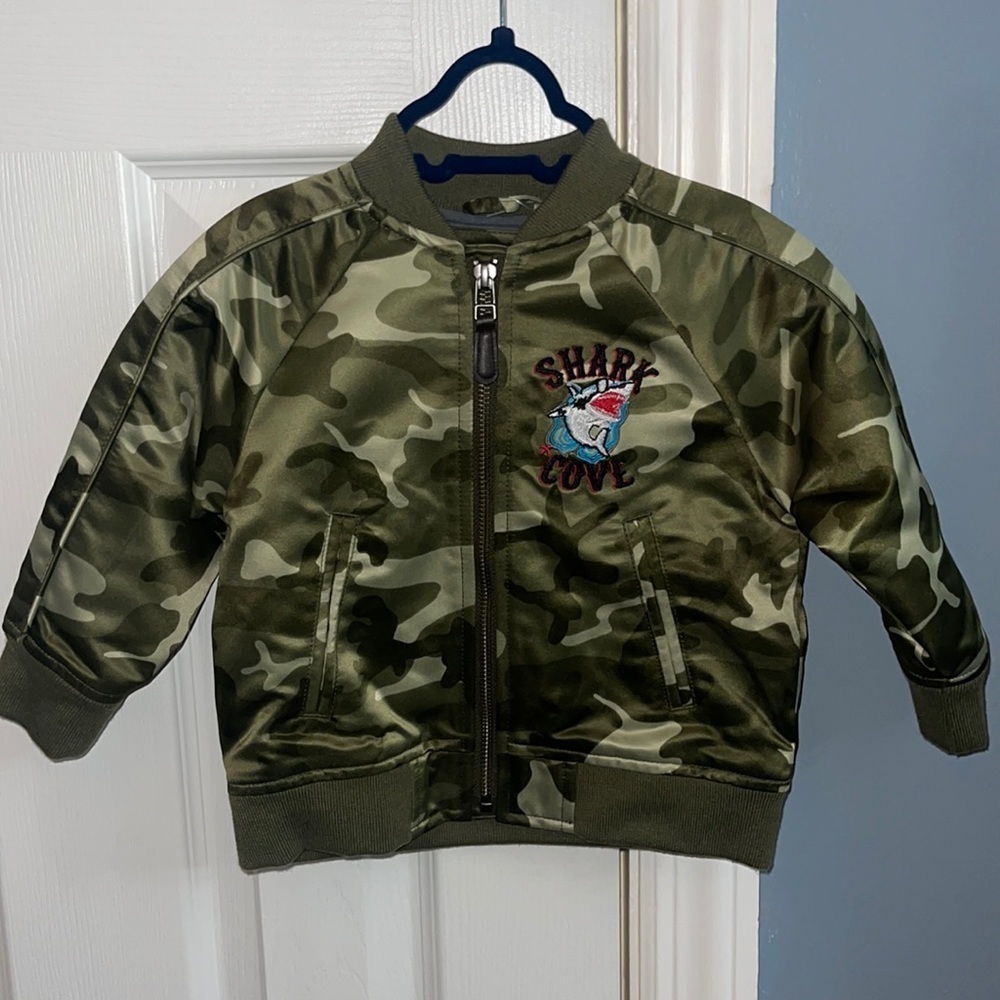 NEW Boys Camo Embroidered Shark Cove Bomber Jacket